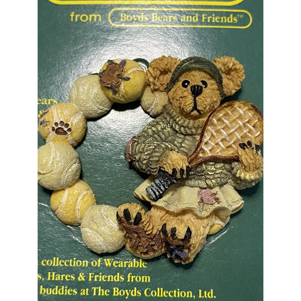 Boyds Bears Bearwear Tennis Anyone Player Pin Brooch
